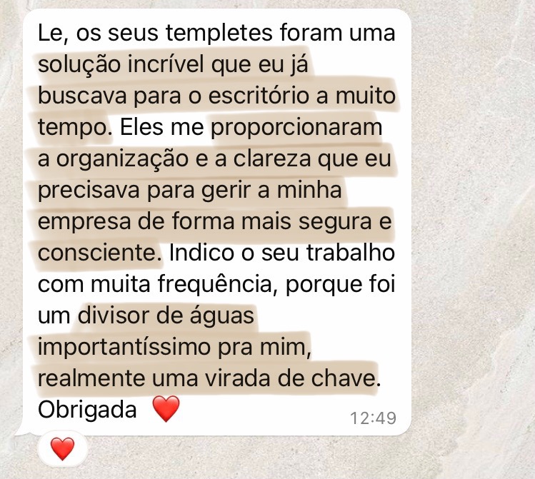 Print de depoimento de cliente do Método OGP