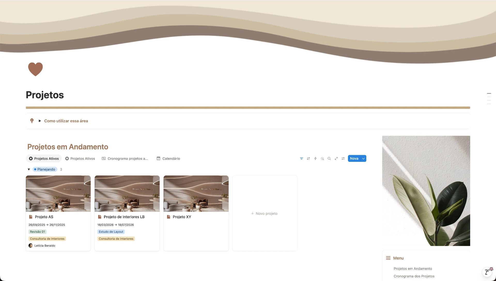 Área Projetos dentro do Método OGP