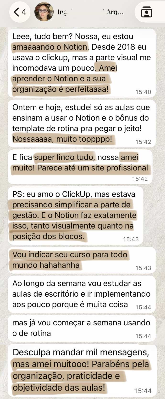 Print de depoimento de cliente do Método OGP