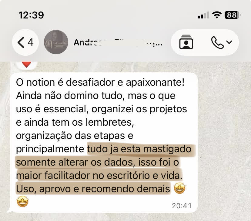 Print de depoimento de cliente do Método OGP